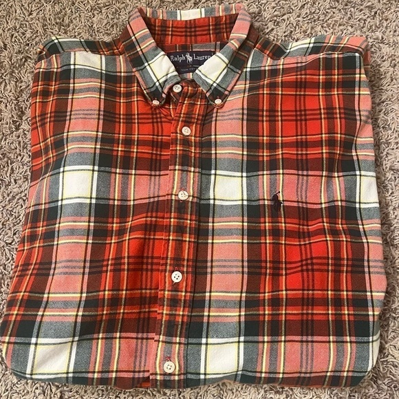 Ralph Lauren 100% Cotton Plaid Red/Green Button Down Shirt Sz. L - Picture 1 of 4
